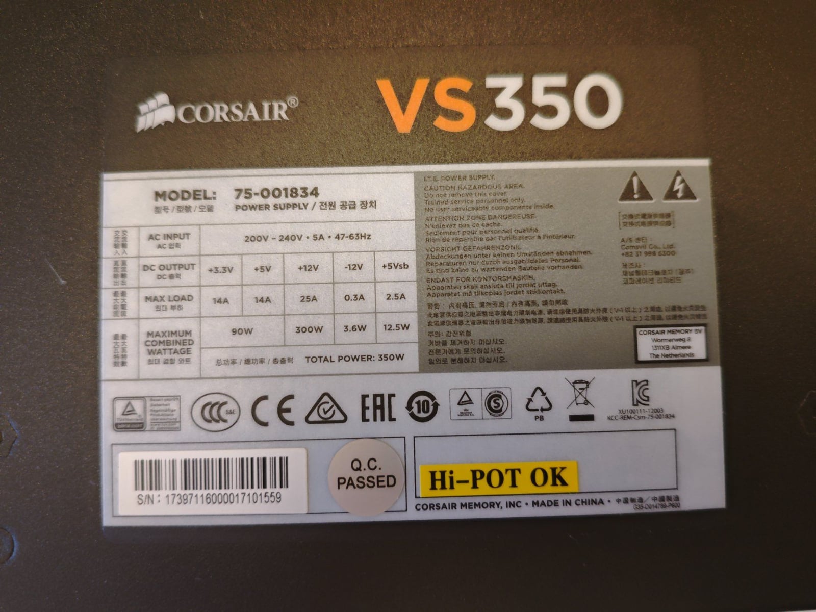 Corsair VS350 350W 3